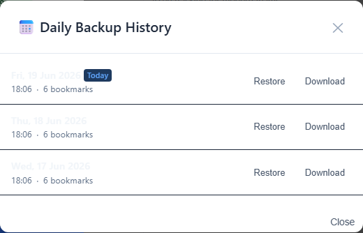 Daily backups modal